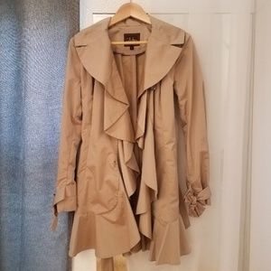 Cole Haan women's belted ruffled trench coat